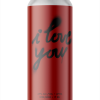 A single tall can of our I Love You beer, the label is red and has the name of the beer spray painted on the can with unsharp sprayed edges and drips.