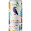 A single tall can of our Jamboree beer, the label demands your attention with muted abstract shapes with bold colours.