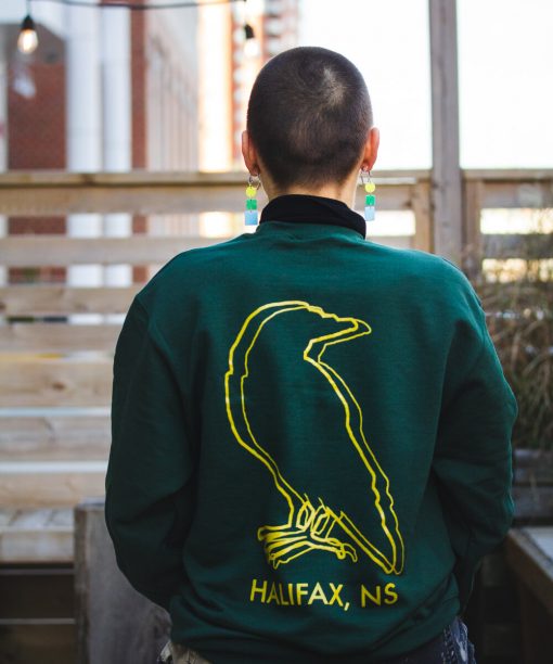 Green and Yellow Crew Neck Sweater Rear