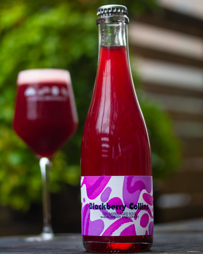 single bottle of blackberry collins from 2 crows brewing